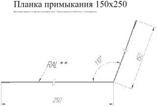 Планка примыкания для кровли Grand Line 150x250 Atlas 0,5 в Туле фото чертёж