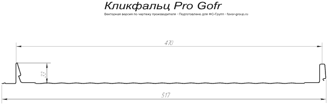 Кликфальц Гранд Лайн (Grand Line) Pro Gofr оцинкованный 0,45 в Туле фото чертёж