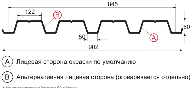 Профлист Металл Профиль Н60 Ecosteel 0.5 Профнастил Металл Профиль Н60 Ecosteel 0.5 в Туле фото чертёж