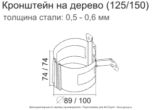 Кронштейн трубы на дерево d-90 мм ГрандЛайн GL PU Полиуретан 0,6 в Туле фото чертёж