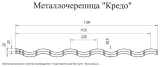 Металлочерепица Гранд Лайн (Grand Line) Kredo Velur 0,5 в Туле фото чертёж
