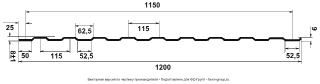Профлист ЮджинСтрой С8 Полиэстер 0,4 RAL 3003 (рубиновый) чертёж