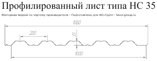 Профнастил ЮджинСтрой НС35 Оцинкованный 0,7 в Туле фото чертёж