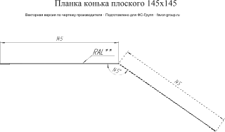 Планка конька плоского Grand Line 145x145 Atlas 0,5 в Туле фото чертёж