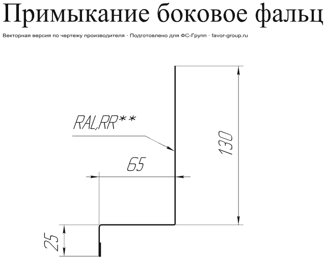 Планка примыкание боковое фальц Grand Line Atlas 0,5 в Туле фото чертёж