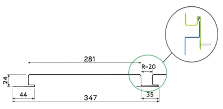 Линеарные панели Металл Профиль Линеарная панель  Primepanel-О-Г 24х281 мм с рустом Оцинкованная 0,7 в Туле фото