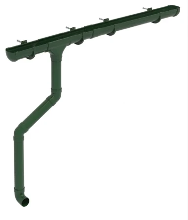 Комплект пластикового водостока d-135/90 мм ГрандЛайн Дизайн зеленый RAL 6005 в Туле фото