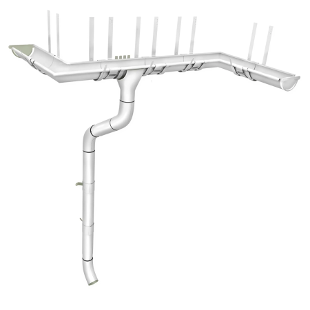 Комплект металлического водостока Grand Line GL PE d-150x100 мм 6 м/3 м Полиэстер двухсторонний RAL 9003 в Туле фото