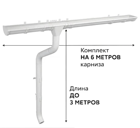 Комплект металлического водостока ГрандЛайн GL PE d-125x90 мм 6 м/3 м Полиэстер двухсторонний RAL 9003 (сигнально-белый) в Туле фото