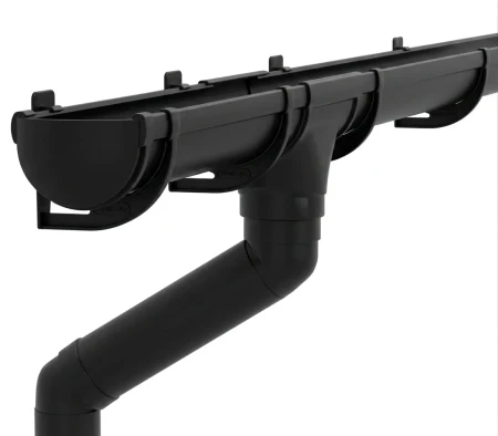 Комплект пластикового водостока d-135/90 мм ГрандЛайн Дизайн черный RAL 9005 в Туле фото