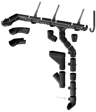 Комплект пластикового водостока d-141x100 мм Döcke lux карбон RR 33 в Туле фото