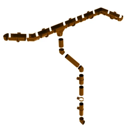 Угол желоба универсальный d-135 мм 90 гр ПВХ Grand Line Дизайн шоколадный RAL 8017