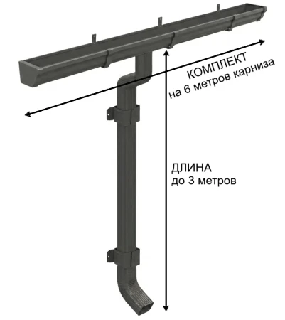 Комплект металлического водостока Металл Профиль Бюджет 120x86 мм 6 м/3 м Полиэстер RAL 7024 в Туле фото