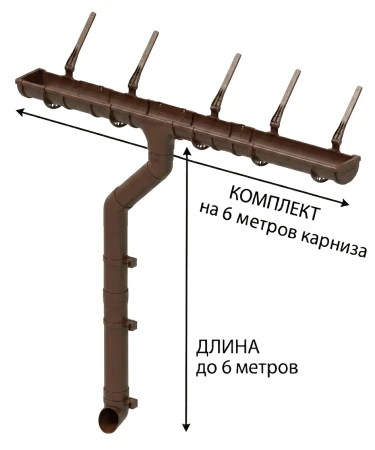 Комплект пластикового водостока d-120x80 мм Döcke Standard светло-коричневый RAL 8017 в Туле фото