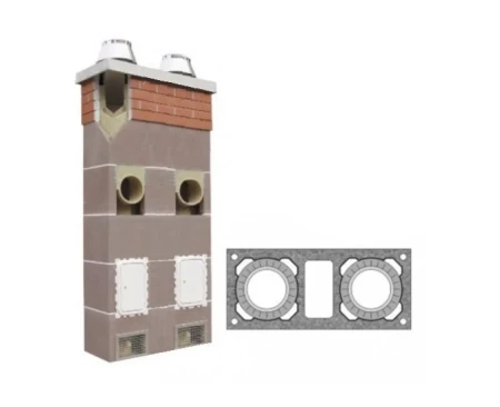 Готовый комплект двухходового дымохода Schiedel Uni 4 пм, Ø-140L/180 мм с вентканалом