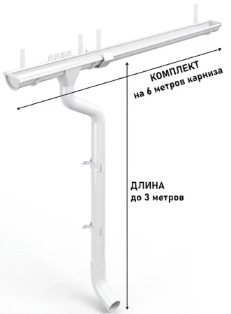 Комплект металлического водостока d-125x90 мм Металл Профиль GRANDSYSTEM Полиэстер RAL 9010 в Туле фото