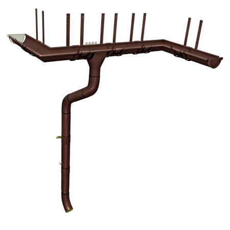 Комплект металлического водостока Grand Line GL PE d-125x90 мм 6 м/3 м Полиэстер двухсторонний RAL 8017 в Туле фото