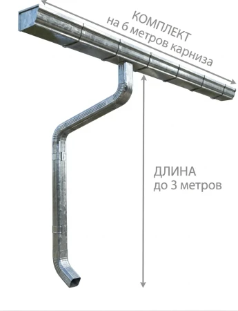 Комплект металлического водостока ГрандЛайн Vortex 127x78 мм Оцинкованный в Туле фото