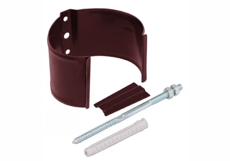 Кронштейн трубы ПВХ d-90 мм на кирпич металлический Grand Line бордо RAL 3005