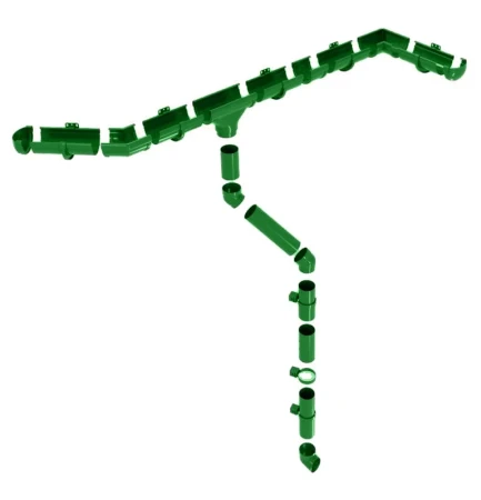 Угол желоба универсальный d-135 мм 90 гр ПВХ Grand Line Дизайн зеленый RAL 6005