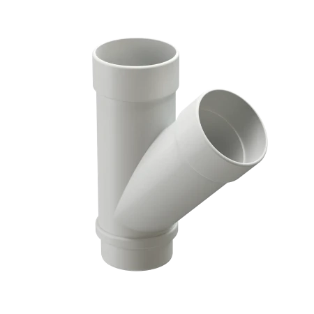 Тройник трубы d-100 мм 45 гр ПВХ Döcke Lux пломбир RAL 9003