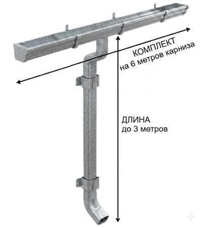 Комплект металлического водостока Металл Профиль Бюджет 120x86 мм 6 м/3 м Полиэстер Оцинкованный в Туле фото