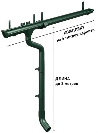 Комплект металлического водостока d-150x100 мм Металл Профиль FORAMINA PUR Purman двухсторонний RAL 6005 в Туле фото