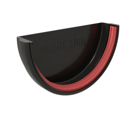 Заглушка желоба d-120 мм универсальная ПВХ Grand Line Классика черная RAL 9005