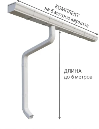 Комплект металлического водостока ГрандЛайн Vortex 127x78 мм 6 м/6 м Полиэстер RAL 9003 (сигнально-белый) в Туле фото
