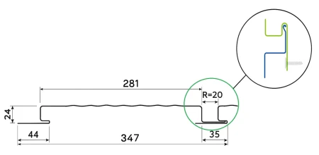Линеарные панели Металл Профиль Линеарная панель  Primepanel-О-В 24х281 мм с рустом Полиэстер 0,7 в Туле фото