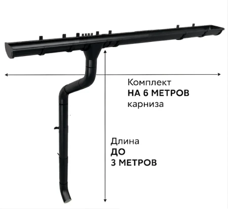 Комплект металлического водостока ГрандЛайн GL PE Matt d-125x90 мм 6 м/3 м Полиэстер Matt RAL 9005 (черный) в Туле фото