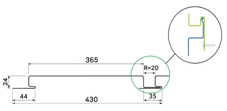 Линеарные панели Металл Профиль Линеарная панель  Primepanel-О-Г 24х365 мм с рустом Оцинкованная 0,7 в Туле фото