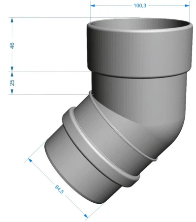 Колено трубы d-100 мм 45° ПВХ Döcke Lux в Туле фото