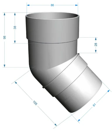 Колено трубы d-85 мм 45° ПВХ Döcke Premium в Туле фото