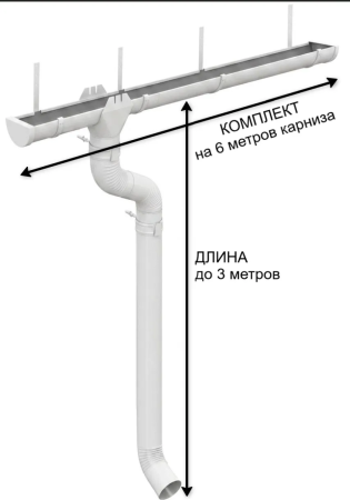 Комплект металлического водостока d-185x150 мм 6 м/3 м Металл Профиль Проект Полиэстер RAL 9003 в Туле фото