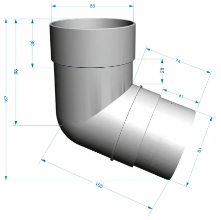 Колено трубы d-85 мм 72° ПВХ Döcke Premium в Туле фото