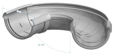 Угол желоба регулируемый d-141 мм 90-160° ПВХ Döcke Lux в Туле фото