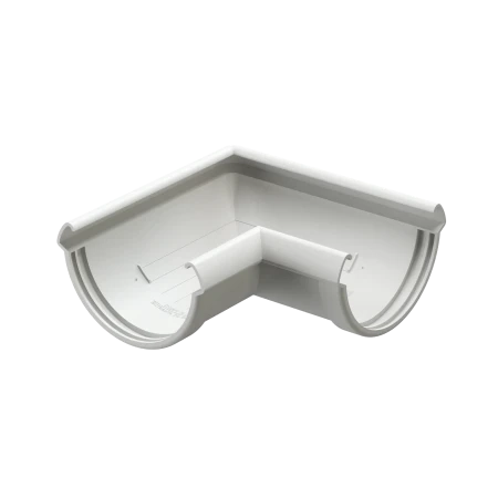 Угол желоба универсальный d-141 мм 90 гр ПВХ Döcke Lux пломбир RAL 9003