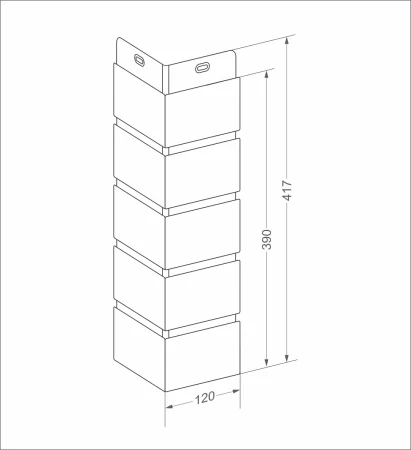 Угол пластиковой фасадной панели Grand Line Состаренный кирпич Classic (графит)