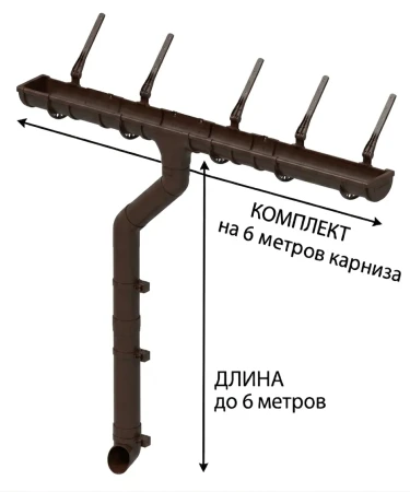 Комплект пластикового водостока d-120x80 мм Döcke Standard темно-коричневый RAL 8019 в Туле фото