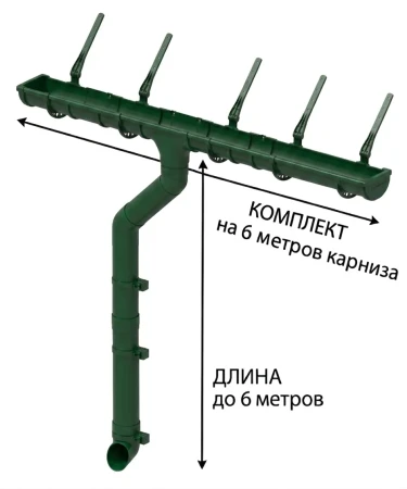 Комплект пластикового водостока d-120x80 мм Döcke Standard зеленый RAL 6005 в Туле фото
