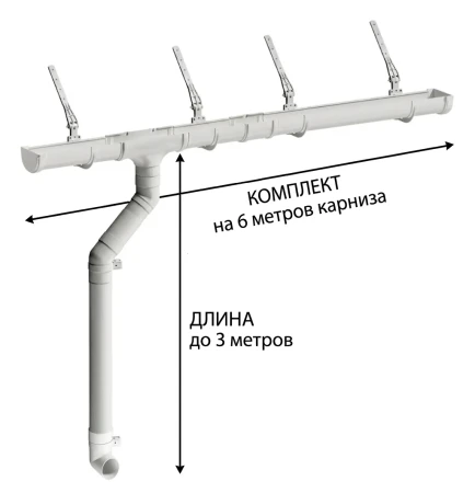 Комплект пластикового водостока d-120x85 мм Döcke Premium пломбир RAL 9003 в Туле фото