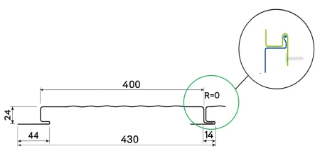 Линеарные панели Металл Профиль Линеарная панель  Primepanel-О-В 24х400 мм без руста Полиэстер 0,7 в Туле фото