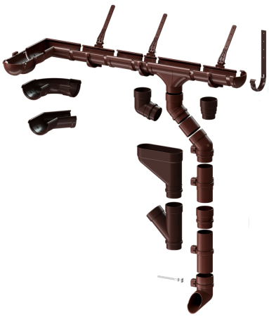 Комплект пластикового водостока d-141x100 мм Döcke lux шоколад RAL 8019 в Туле фото