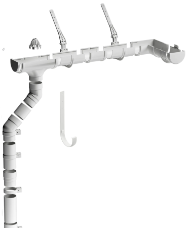 Комплект пластикового водостока d-120x85 мм Döcke Premium пломбир RAL 9003 в Туле фото
