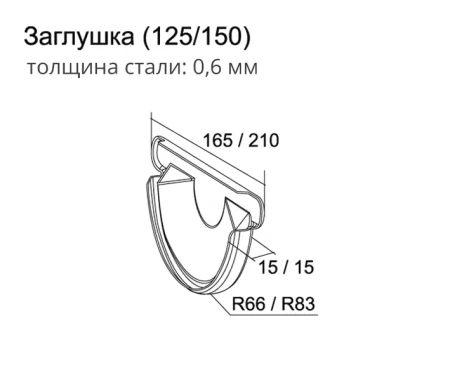 Заглушка желоба d-150 мм торцевая универсальная Grand Line Полиуретан 0,6 в Туле фото
