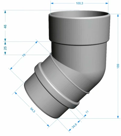 Колено трубы d-100 мм 72° ПВХ Döcke Lux в Туле фото