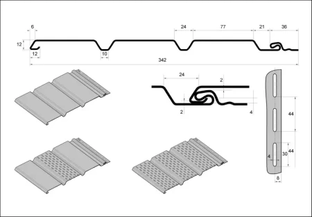 Виниловый софит Grand Line T4 Классика с полной перфорацией коричневый