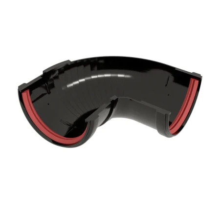 Угол желоба составной d-120 мм 90-150 гр ПВХ Grand Line Классика черный RAL 9005