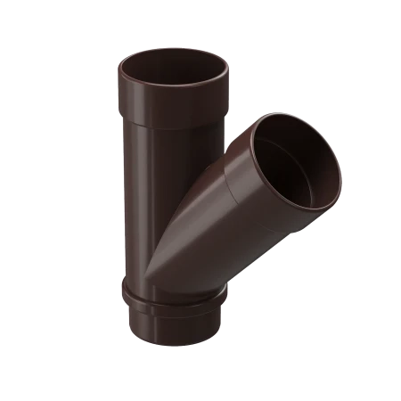 Тройник трубы d-100 мм 45 гр ПВХ Döcke Lux шоколад RAL 8019